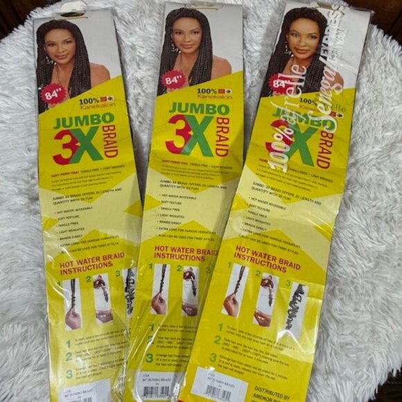 Set of 3 Vivica A. Fox 84" Jumbo 3X Perm Yaki Express Color 4 Braiding Hair - Picture 10 of 13